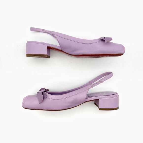 CHRISTIAN LOUBOUTIN Mamaflirt Slingback Ballet Heels Size 37.5 Purple Leather - Picture 5 of 13
